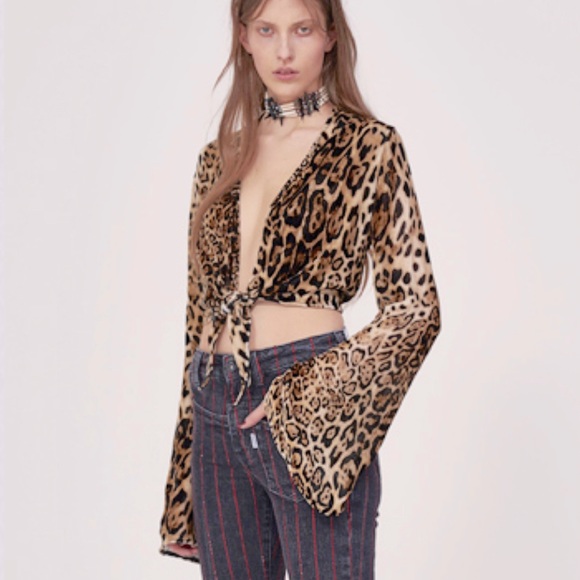 Filles A Papa Velvet Leopard Tie Top - Picture 2 of 4